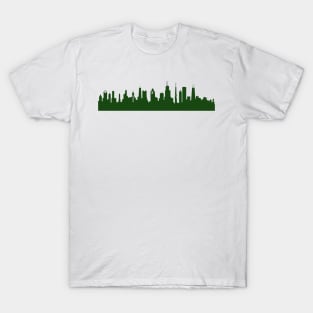 CHICAGO skyline in forest green T-Shirt